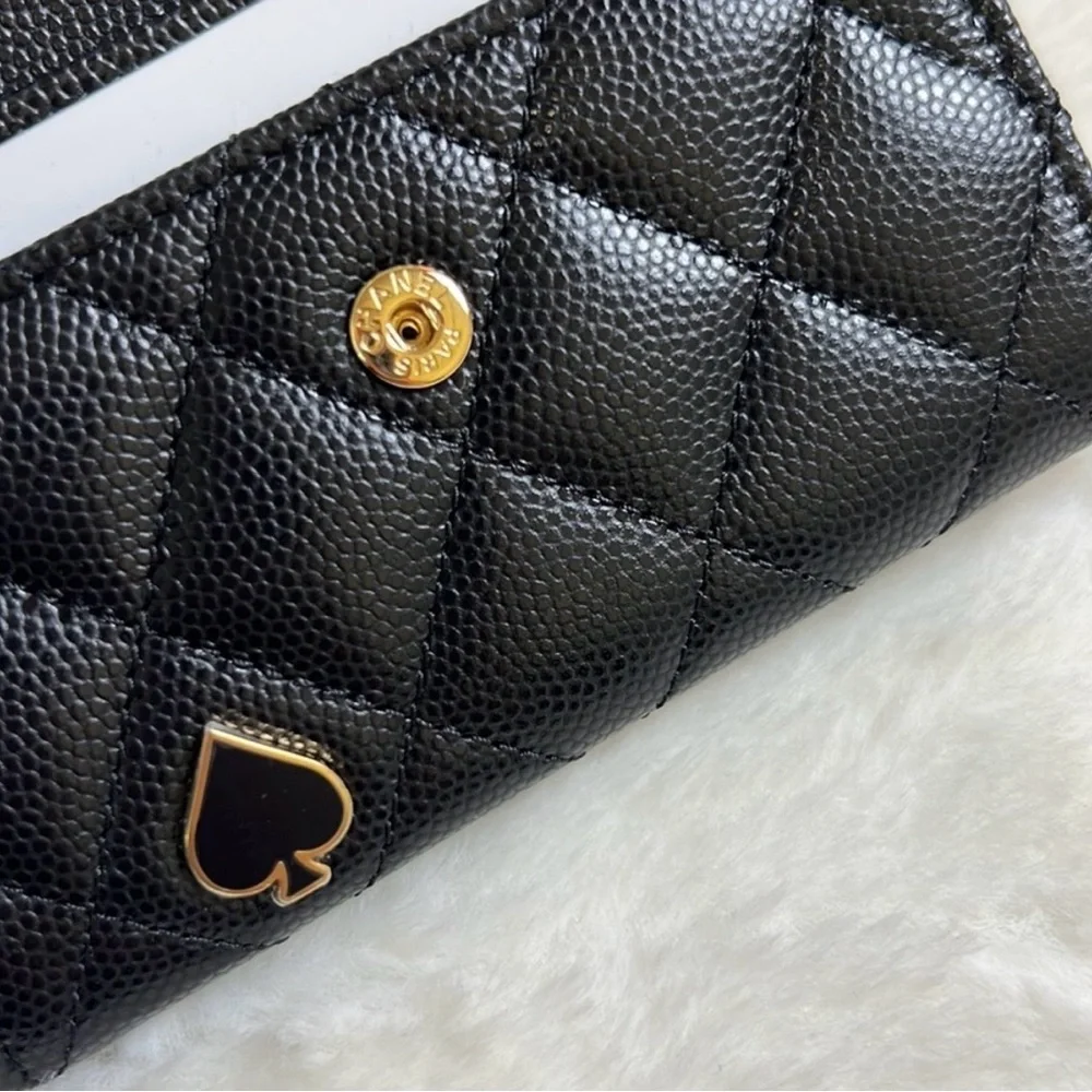 CHANEL Caviar Leather Heart Spade Tri-fold Wallet ♠️ - Picture 8 of 12